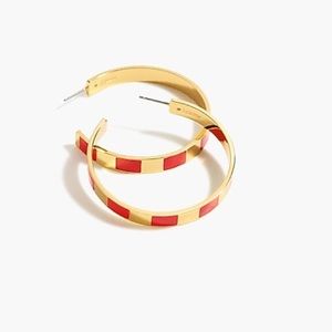 NWT J. Crew Striped Enamel Hoop Earrings